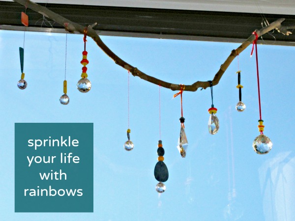 Make a rainbow mobile out of prisms to add sparkle to your world!