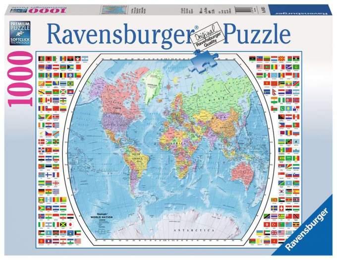 world atlas and flag puzzle in box