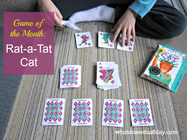 Rat-a-Tat-Cat card game from Gamewright works mental math and memory skills.