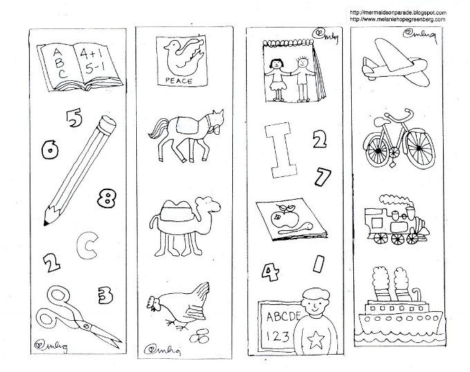 school bookmarks coloring page