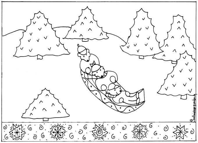 Sledding coloring page printable
