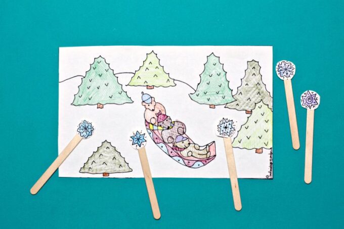 Sledding coloring page