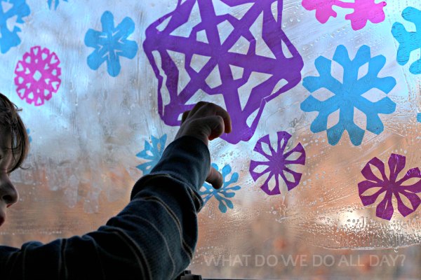 How to make snowflake window art for kids
