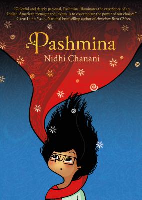 pashmina graphic novel cover. girl and red scarf