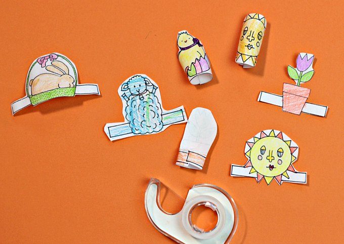 Ready to tape spring finger puppet tabs