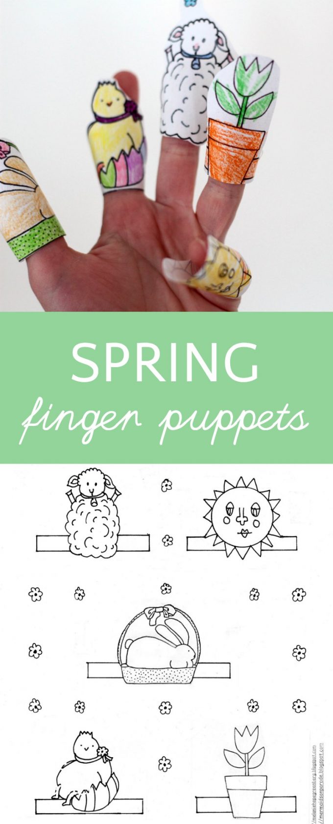 Adorable printable spring finger puppet coloring page