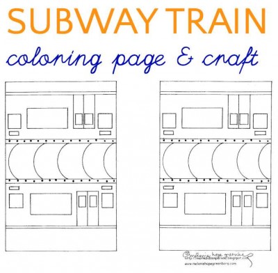 Subway train coloring page and craft.