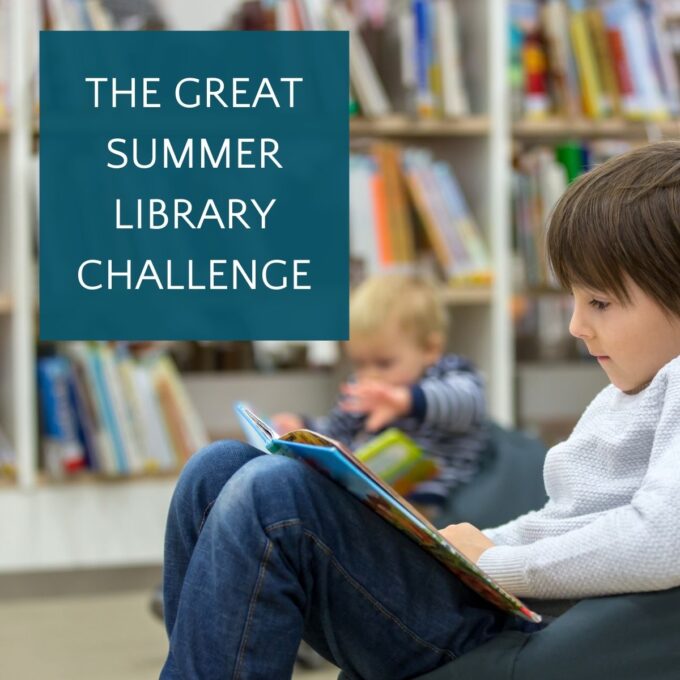 Boy reading in library