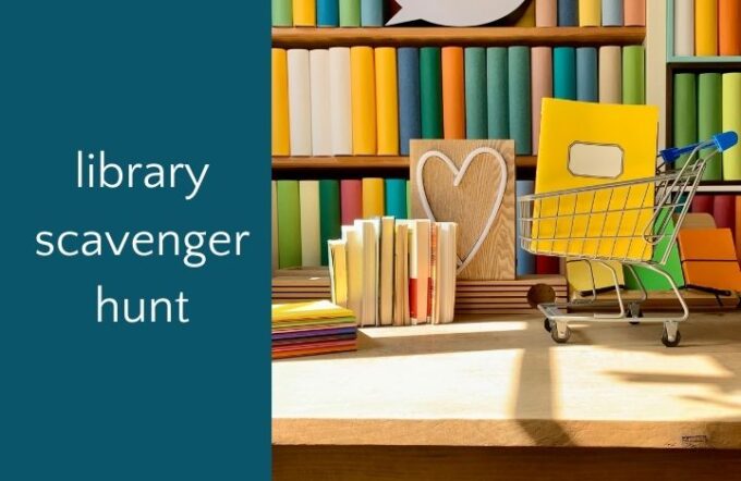 Cute library desk for library scavenger hunt
