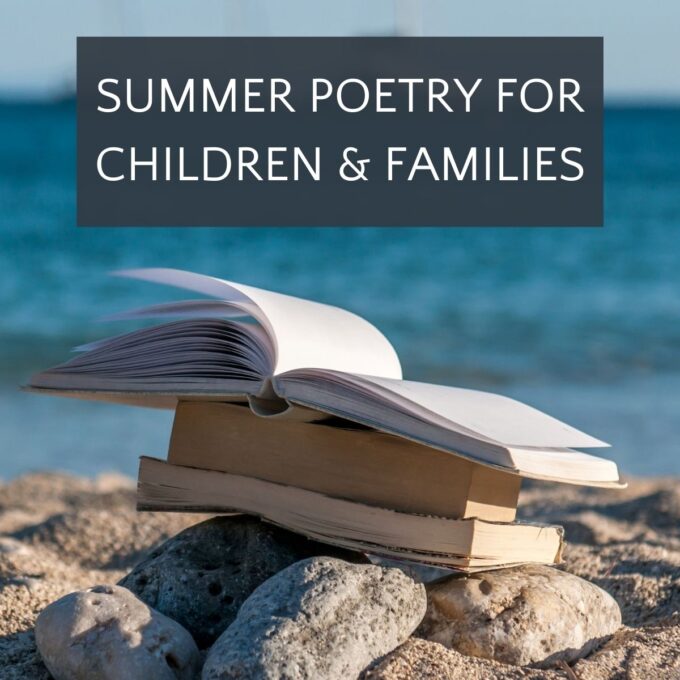 Summer poetry books on rocks at the beach