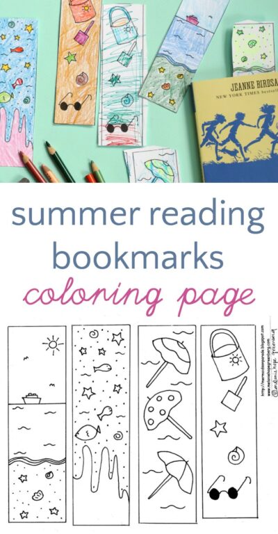 Free printable summer reading bookmarks to color.