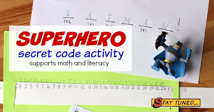 Superhero secret code scavenger hunt activity