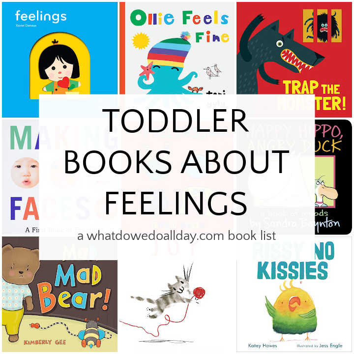 Collage of book covers books about feelings for toddlers