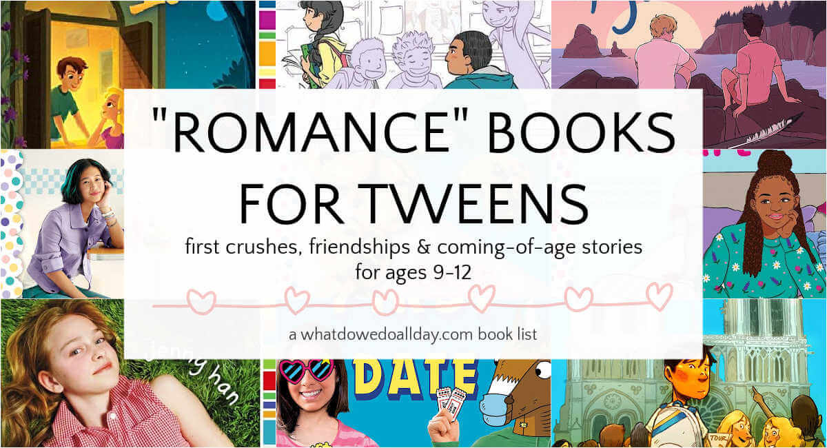 collage of tween books with romances and first crushes