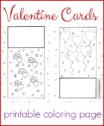 Free, printable Valentine cards coloring page for kids.