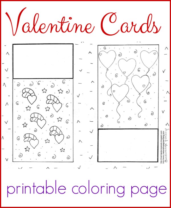 Free, printable Valentine cards coloring page for kids. 