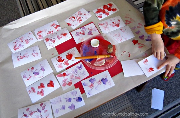 Stamped valentine cards are so easy for kids to make