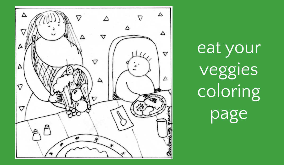 vegetable coloring page on green background