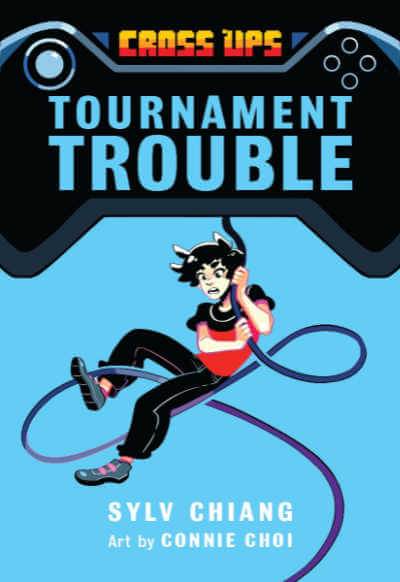 Tournament Trouble book cover showing boy swinging from video game controller
