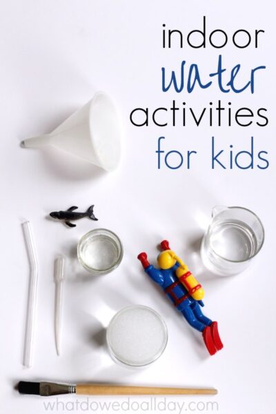 Indoor water play ideas for kids. Activities to keep kids happy.