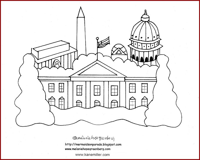 White House coloring page from I Love You Americanly book.