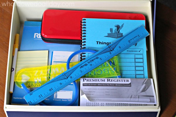 Fill a writing box full of goodies to inspire kids. 