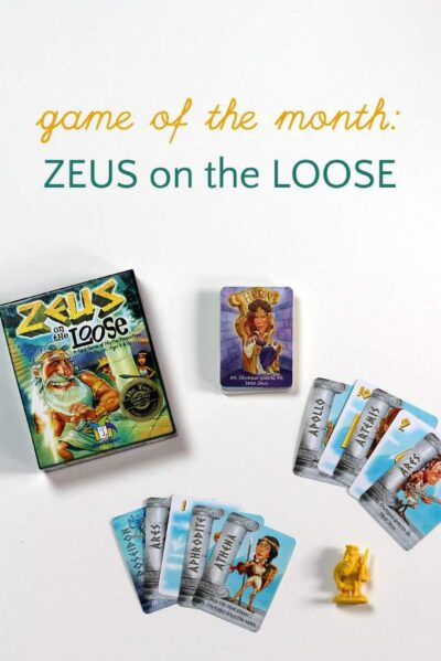 Zeus on the Loose game. Fun family game for math learning.