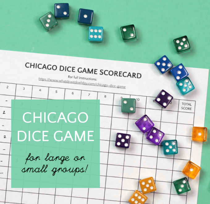 Chicago dice game score card and dice