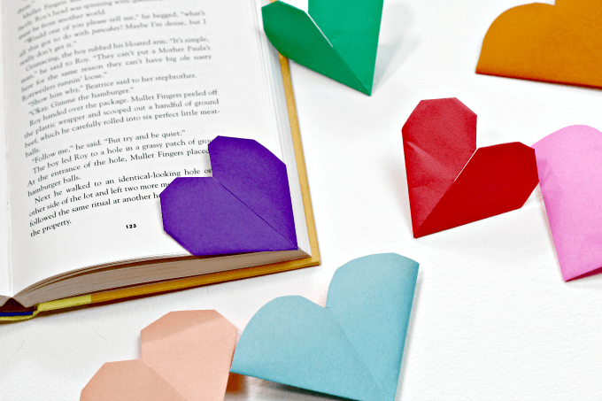 heart origami bookmarks