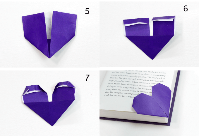 How to fold origami heart bookmarks part two